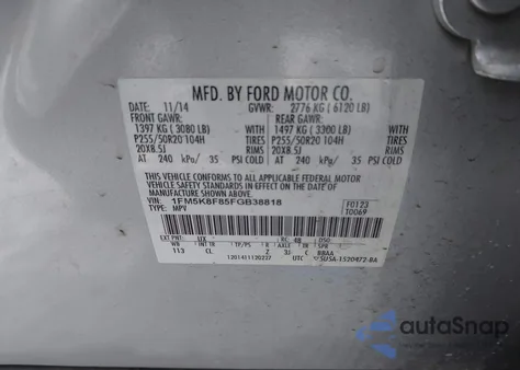 2015 Ford Explorer Limited z USA, uszkodzony, nr VIN 1FM5K8F85FGB38818